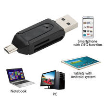 Устройство для чтения Micro USB OTG карт 2 в 1, Универсальный USB OTG TF/SD кардридер, телефонные удлинители, Micro USB OTG адаптер 300 шт./лот 2024 - купить недорого