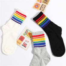 2022 New Fashion Women Socks 3 Pair/Lot Striped Pattern With Campus E-girl Chaussette Female Sokken Streetwear Happy Socks Sweet 2024 - buy cheap