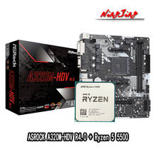 AMD Ryzen 5 5500 CPU + ASROCK A320M HDV R4.0 материнская плата с разъемом AM4 CPU + Материнская плата подходит для всех новых, но без охладителя 2024 - купить недорого