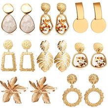 Women's Earrings 2020 Fashion Big Geometric Round Drop Earrings For Women Metal Statement Hanging Dangle Earrings Modern Jewelry 2022 - buy cheap