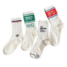 Calcetines de algodón de estilo coreano para mujer, medias de estilo Harajuku, Hip Hop, Skateboard, blanco, 4 pares, 1997 2024 - compra barato