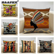 African Women Style Cushion Cover Modern Geometry Living Room Luxury Decorative Art Sofa Pillow Case Linen Pillowcase Home Decor 2024 - buy cheap