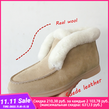 Ankle boots cow-suede-leather boots natural-fur Warm winter boots Slip-on snow boots for women 2024 - buy cheap
