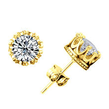 UILZ Fashion Jewelry Crown Women Classic Shining Zircon Small Stud Earrings Elegant 3 Colors Ears Stud for Men Crystal Earrings 2024 - buy cheap