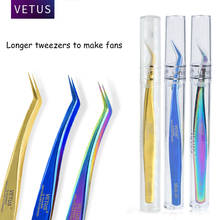 VETUS Longer tweezers for eyelash extension Stainless Steel volume eyelash tweezers professional nail lash tools 2024 - buy cheap