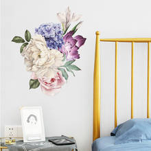 Pegatinas de pared 3D de flores de colores, calcomanías bonitas de peonía para nevera, armario, inodoro, baño, decoración de PVC 2024 - compra barato
