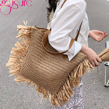 Gusure Tassel Straw Women Bags Hand-woven Shoulder Bag High Capacity Totes Summer Beach Casual Female Handbags 2022 Travel 2024 - buy cheap