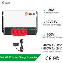 Controlador de carga Solar automático MPPT de 12V y 24V, 30A, para baterías de litio, cargador regulador solar PV con BT-2 LCD 2024 - compra barato