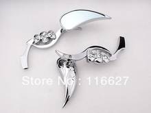 Freeshipping TearDrop Mirror  3D Skeleton Skull  Chrome  w/ Blue Blass  For Honda Rebel Shadow spirit VTX VT 2024 - buy cheap