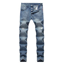 High Quality Fashion Jeans Denim Brand Ripped Pants For Men Patchwork Straight Distressed Scratched Fashion Ruined Large Size 2024 - buy cheap
