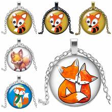 2019 New Creative Necklace Cute Cartoon Fox Glass Convex Round Personality Pendant Statement Necklace Fashion Jewelry 2024 - buy cheap