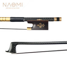 Naomi 4/4 caixa de violino com grade de fibra de carbono, arco dourado flor de-de-lys, incrustação de ébano sapo preto de crina 2024 - compre barato