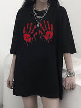 Palm Print Gothic Black Punk Style Summer Tops Women T-Shirts Short Sleeve Camiseta Mujer Poleras Harajuku Casual Vintage Female 2024 - buy cheap