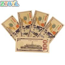 5pcs USD 100 dollar 24k Gold Foil Golden USD Paper Money Banknotes Crafts 2024 - buy cheap