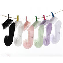 Calcetines invisibles de encaje para niñas, medias de malla ultrafina de cristal, de Color sólido, 5 par/lote 2024 - compra barato
