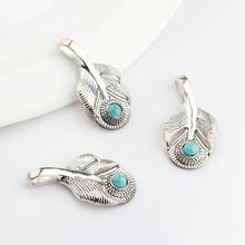 4pcs/lot 36*18MM Big Hole Retro Zinc Silver Alloy Small Feather Charms Pendant For DIY Jewelry Accessories Free Shipping 2024 - buy cheap