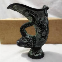 Elaborado coleccionable decorado antiguo trabajo manual bronce Dragon Gecko jarrón de ovejas 2024 - compra barato