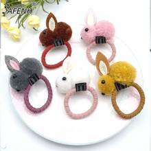 Cute Animal Hair Ball Rabbit Hair Ring Female Rubber Band Elastic Hair Bands Korean Headwear Children Hair Accessories Ornaments 2024 - buy cheap