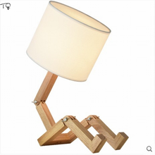 Lámparas de mesa de madera con forma de Robot, luces de escritorio plegables ajustables, flexibles y minimalistas, para dormitorio, cabecera, estudio y lectura 2024 - compra barato