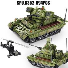 105712 894pcs Military Army Heavy Tank Ww2 World War Ii Helicopter Soldier 4 Dolls Weapon Boy Building Block Toy 2024 - buy cheap