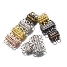 5 Juegos de joyería magnética de 2 filas de plata antigua/oro/bronce, broche con agujero doble para pulsera redonda de cuero de 2mm 2024 - compra barato