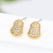 2PCS  Gold Color Brass and Zircon Geometric Stud Earrings Pins Earrings Jewelry Making Supplies Diy Accessories 2024 - buy cheap