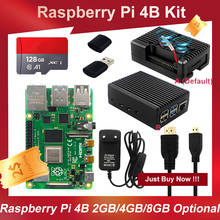 Raspberry pi 4 model b 2gb 4gb 8gb ram, ventilador duplo, capa de alumínio 5v 3a fonte de alimentação, 16g 32g 64g 128g, cabo de vídeo para rpi 4 2024 - compre barato