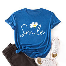 Woman Summer  T-Shirts Short Sleeve Tops Letter Smile Graphic Tee Shirts for Women Female Colorful Casual Shirts Clothing 2024 - buy cheap