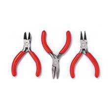 45# Steel Jewelry Making DIY Tool Sets: Round Nose Plier, Side Cutting Plier and Long Nose Plier, Red ,3pcs/set F80 2024 - buy cheap