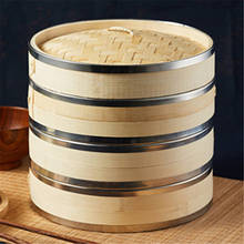 Vaporizador de madera de bambú de acero inoxidable, utensilios de cocina, cesta de Dim Sum para arroz, Pasta, comida, relleno al vapor 2024 - compra barato