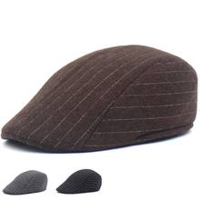 Boinas Retro para adultos de alta calidad para hombres y mujeres, gorros planos de lana a rayas, Newsboy, Tweed, Newsboy 2024 - compra barato