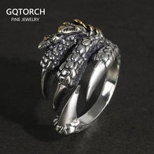Аутентичные 925 пробы серебряный дракон кольцо с когтями для мужчин винтажные панк рок мужские ювелирные изделия 2024 - купить недорого
