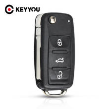 KEYYOU NEW 3 Button Flip Fob Remote Folding Key Shell for VW VOLKSWAGEN Tiguan Golf Sagitar Polo MK6 Uncut Blade Fob 2024 - buy cheap