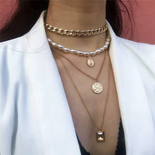 IngeSight.Z Punk Multi Layered Pearl Choker Necklace Collar Statement Virgin Mary Coin Crystal Pendant Necklace Women Jewelry 2024 - купить недорого