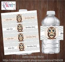 Rikivity Personalized Owl Boy Baby Shower Water Bottle Wine Labels Stickers Candy Bar Wrapper Birthday New Born Party Decoration 2024 - buy cheap