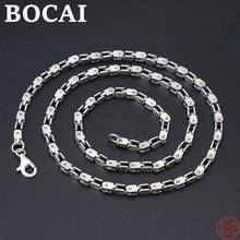 BOCAI S925 Sterling Silver Necklace 2022 New Jewelry Personality 4mm Thick Bamboo-Chain Pure Argentum Neck Chain for Men Women 2024 - buy cheap