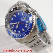 Black Blue Ceramic Bezel 40mm BLIGER blue Dial Red GMT Hand Sapphire Glass Automatic Men's Watch Date 2024 - buy cheap