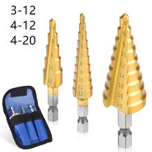 3Pcs Wood Hole Cutter Cone Drill HSS Titanium Coated Step Drill Bit Drilling Tools Metal High Speed Steel  3-12mm 4-12mm 4-20mm 2024 - купить недорого