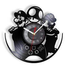 Mushroom Brother-Reloj de pared Retro para videojuegos, grabador de vinilo cortado con láser, control de videojuegos, artesanía, arte silencioso, sin tic-tac 2024 - compra barato