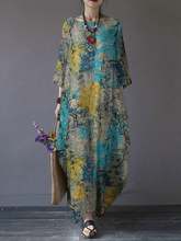 Oversized Women's Floral Sundress 2023 ZANZEA Printed Maxi Dress Elegant Autumn Casual Long Sleeve Vestidos Female Cotton Robe 2024 - buy cheap