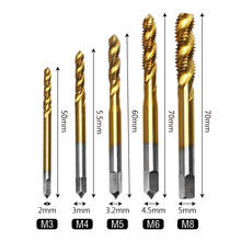 Grifo de tornillo acanalado en espiral, M3, M4, M5, M6, M8, grifos puntiagudos en espiral, taladro con aleación de titanio recubierto de titanio, 5 unids/lote 2024 - compra barato