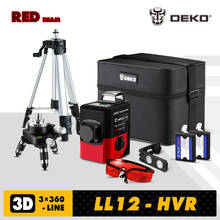 Deko-tripé autonivelador 3d com laser rotativo 360 graus, alta visibilidade, vertical e horizontal, linha cruzada vermelha 2024 - compre barato
