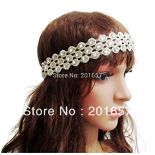 Diadema de lazo elástico para el cabello, diadema de encaje bohemio con perla hecha a mano, Perla romántica, 3cm, venta al por mayor 2024 - compra barato