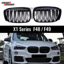 F48 frente rim grille substituição para bmw x1 2016-2019 pára-choques capô corrida grills gloss preto 2-ripas estilo do carro acessórios 2024 - compre barato