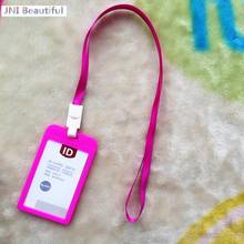 PP ID Card Holder Candy Colors Name Tag Exhibition Cards Business Badge Holder With Lanyard School Office Supplies 2024 - buy cheap