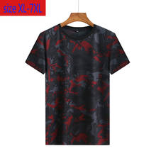Camiseta masculina super grande de manga curta, camiseta de malha com gola redonda fashion casual de camuflagem para homens plus size 7xg 2024 - compre barato