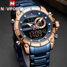 Naviforce relógio masculino impermeável, relógio de pulso esportivo militar masculino de aço inoxidável quartzo digital luxuoso de marca 9163 2024 - compre barato