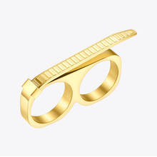 Женское кольцо ENFASHION, Золотое кольцо из нержавеющей стали с двумя пальцами, вечерние ювелирные изделия 2020, оптовая продажа, R204049 2024 - купить недорого