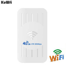 KuWFi 4G LTE CPE маршрутизатор Встроенный 5dbi антенна открытый Wifi и sim-карта 300 Мбит/с Wifi ретранслятор с 24V адаптер POE до 32 пользователей 2024 - купить недорого