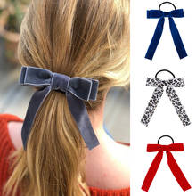 Korean Girl Hair Rope Velvet Scrunchie Leopard Elastic Hair Bands For Women Elegant Bow Ties Ponytail Holder Hair Accessories 2024 - buy cheap
